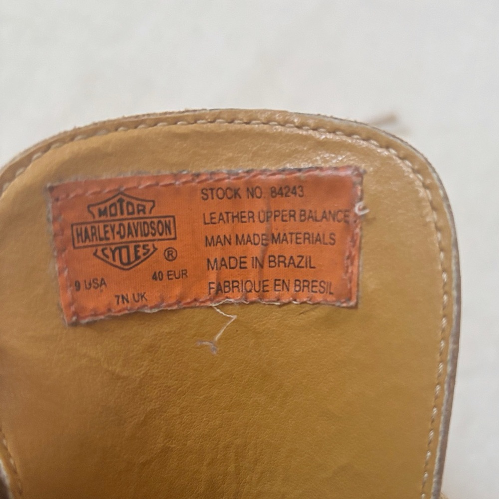 Vintage Harley Davidson Brown Leather Boots Chunky Heel Platform Wooden size 9 - Picture 8 of 9